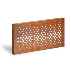 3D_Designový plotový panel Corten s perforací GRAF 011 Čtverce – 1900×900 mm
